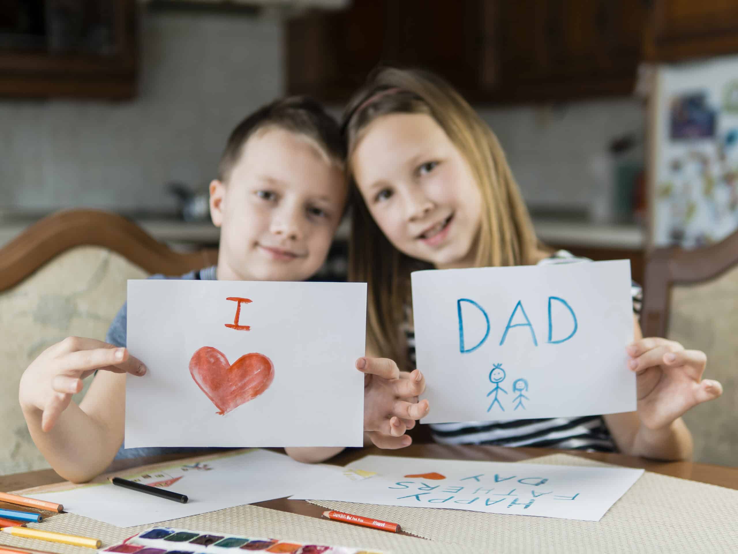 brother and sister drawing for father's day